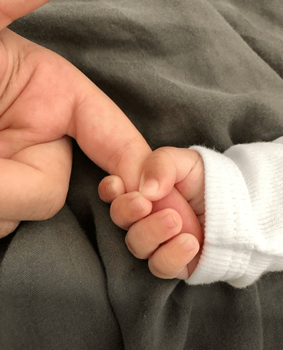 Dad's hands are always close by.