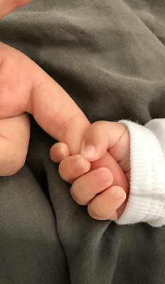 Dad's hands are always close by.