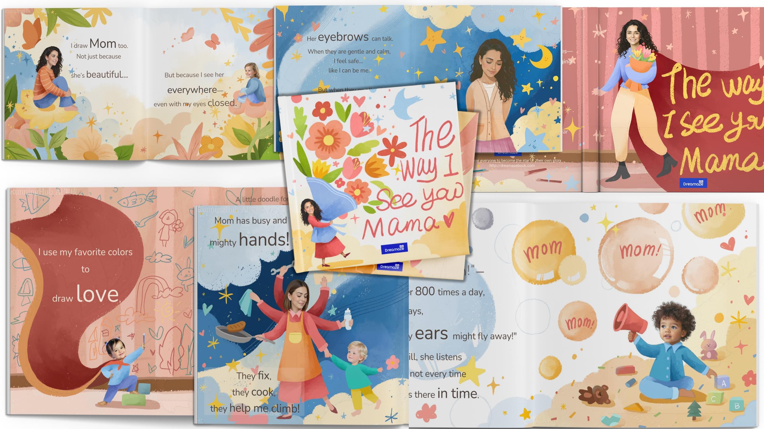 Spreads from The Way I See You Mama picture book